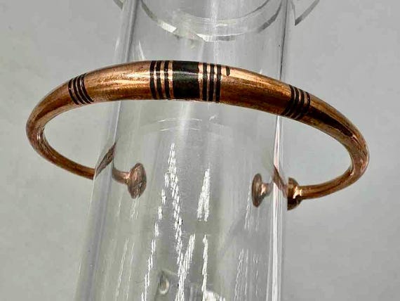 Tuareg Single Bar Multiple Stripe Inlay Copper Br… - image 1