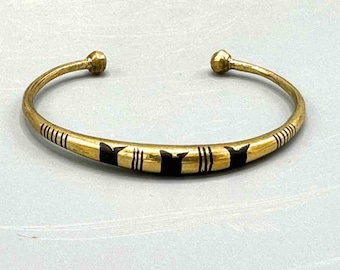 Tuareg Brass Cuff Bracelet with Inlay