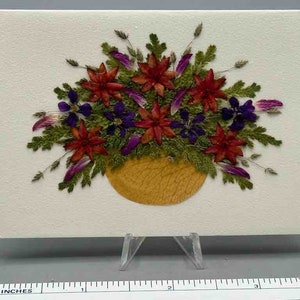 Cartão-presente pequeno de flores reais secas prensadas à mão - buquê floral