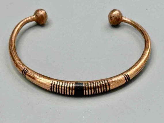 Tuareg Single Bar Multiple Stripe Inlay Copper Br… - image 3