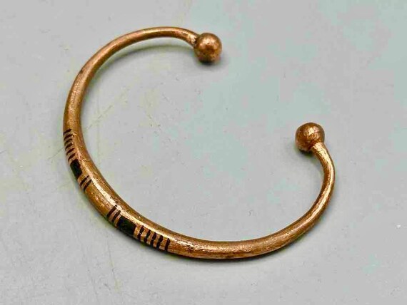 Tuareg Double Bar Multiple Stripe Inlay Copper Br… - image 4