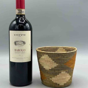 Olive with diamond design cylinder tightest weave Batwa basket