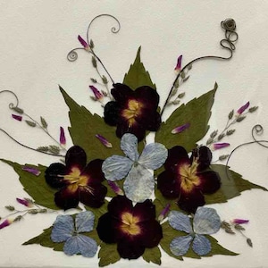 Handmade Pressed Dried Real Flower Greeting Card - Floral Arrangement