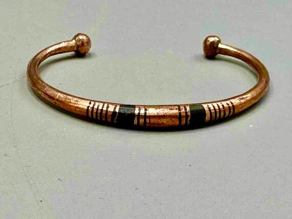 Tuareg Double Bar Multiple Stripe Inlay Copper Br… - image 6