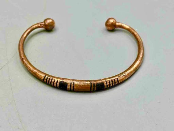 Tuareg Double Bar Multiple Stripe Inlay Copper Br… - image 2