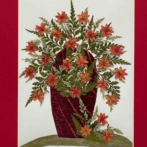 Collage enmarcado de flores reales prensadas y secas hechas a mano: ramo floral