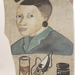 Original Authentic Vintage African art Barbershop sign – XL, cut into sections from Ghana