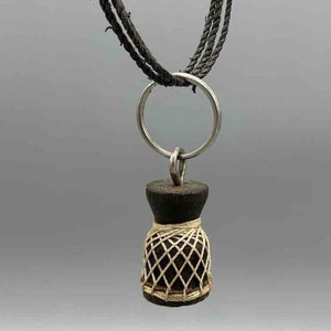 Small Carved Wooden Djembe Drum Pendant Keychain - Ghana