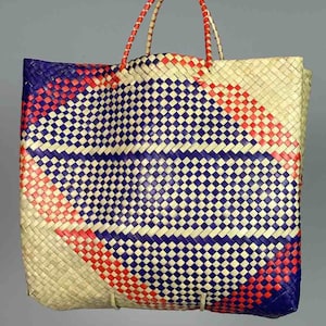Bolso de mano grande de paja de pandan para playa (Filipinas)
