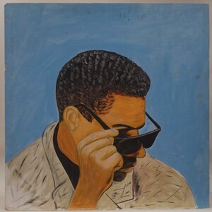 Cartel publicitario original y auténtico de un artista comercial de arte africano vintage: retrato de Ghana