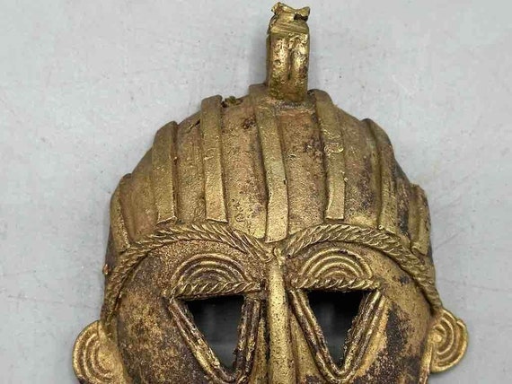 Contemporary XL African Brass Mask Pendant - Ghana - image 4