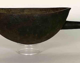 Vintage Wooden Tshi Vessel Cup from Congo, Africa | 14"