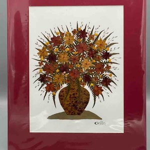 Collage enmarcado de flores reales prensadas y secas de gran tamaño, hecho a mano: ramo floral