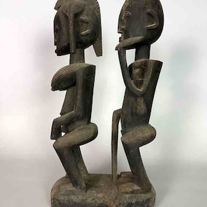 Dogon In-Line Primordial Couple Ancestor Spirit Statue | 23&quot; - Mali