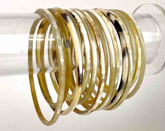 Single Thin African Cow Horn Bangle Lighter Shades