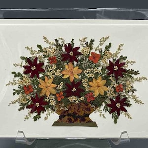 Handmade Pressed Dried Real Flower Greeting Card - Floral Arrangement