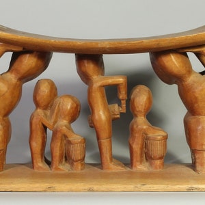 Original authentischer Vintage-afrikanischer zeitgenössischer Musiker Asante Holzhocker-Ghana