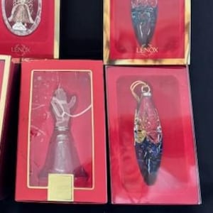Vintage Lenox-kerstversieringencollectie - Ruby Lite Ball Crystal-Celestial Angel-Millennium Star-Sneeuwpop Jaarlijkse Bell-Edelsteen-Saffierijspegels