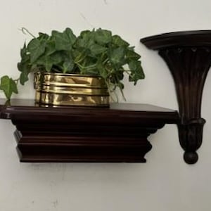 Vintage Bombay Co. Rectangular Wood Wall Floating Shelf-Italian Wall Wood Shelf Half- Moon & Fretwork Wall Shelf Crafted Carved Mahogany