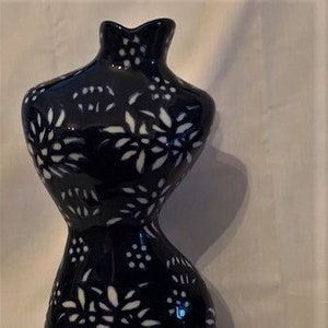 Vintage Cobalt Blue and White Tall Porcelain Lady Dress Shape Vase -Rare-Home Decor