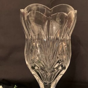Vintage Royal Limited Czech Republic 24% Full Lead Crystal Footed Vase ~ Czech Republic- Crystal Vase- Art Glass