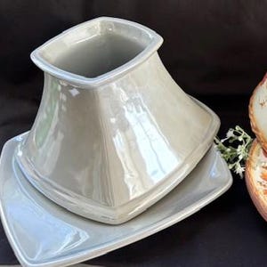 Vintage Variety Style Shape Ceramic Yankee Candle Set Shade w/Plate- Square Silver Shade w/Plate-Autum Leaves w/Pierced Acorn -Home Decor