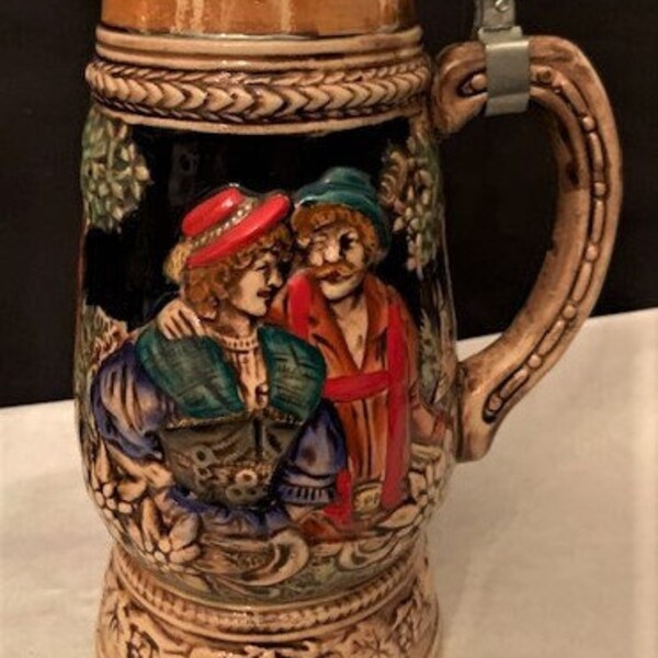 Vintage Collection Beer Stein- German Pewter Lidded Beer Stein DBGM & Toyo Beer Stein Lidded with a Music Box -Made in Japan