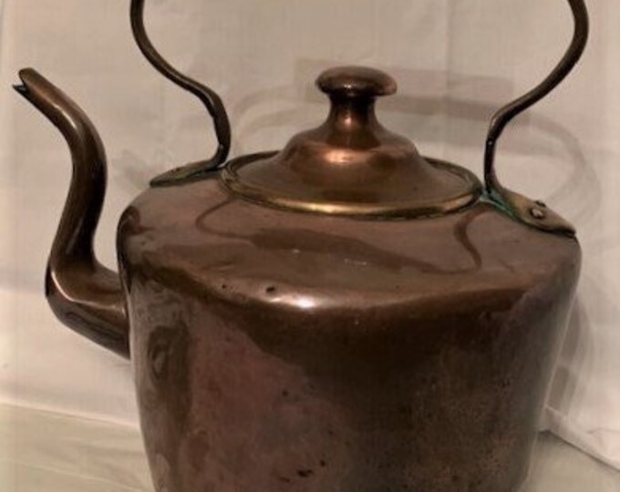Vintage Antique Large Copper Kettle Goose Neck Rustic Decor Primitive Farmhousecollectible