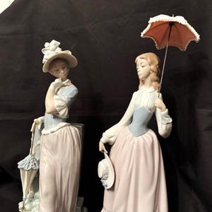 Vintage Rare Lladro Figurine Woman in Aesthetic Pose &quot;Victorian Lady Parasol&quot; Model #4850 & Eloise&quot; Lady w/Parasol # 5005-Retired