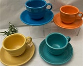 Vintage Fiesta Ware Homer Laughlin Co. Flat Coffee Cup Saucer Lead free- Sold Individually