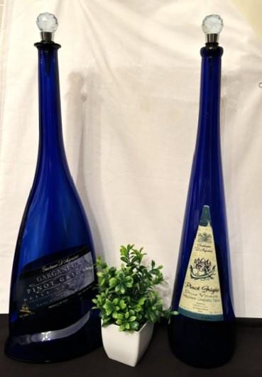 Tall Blue Wine Bottles Vintage - Etsy