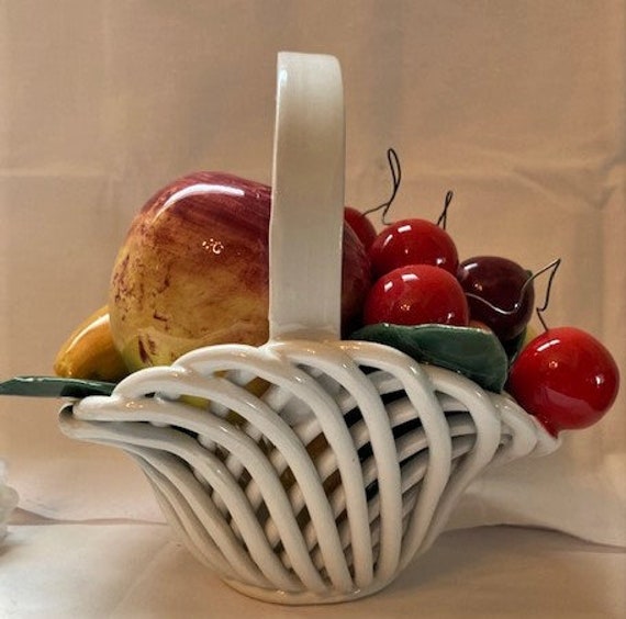 Vintage Fruit Basket Centerpiece Italian Ceramic Bassano Italy Etsy