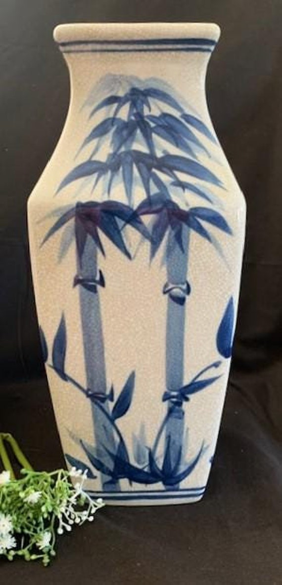 青色の竹模様陶器花瓶 青色の竹模様陶器花瓶 【公式通販】