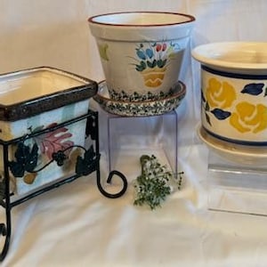 Vintage Ceramic Planter Pot with Flower Design Planter Tray- Ceramics Planter Pot & Medium Calla Lily Ceramic Pot-Made in China