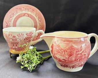 Vintage Johnson Bros  Creamer Goodrich Castle Picture, Historic America creamer, Railroad Scenery