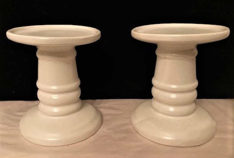 Ceramic Pillar Candle Holders White and Black Round or Square Etsy