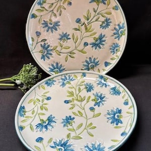 Ambiente Kollektionen Handgemaltes Paar Salat/Dessertteller Fleurettes Muster-Nicht weiter-Sammlerstück