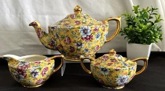 Vintage James Sadler Sophie Chint Teapot Set With Sugar Bowl With