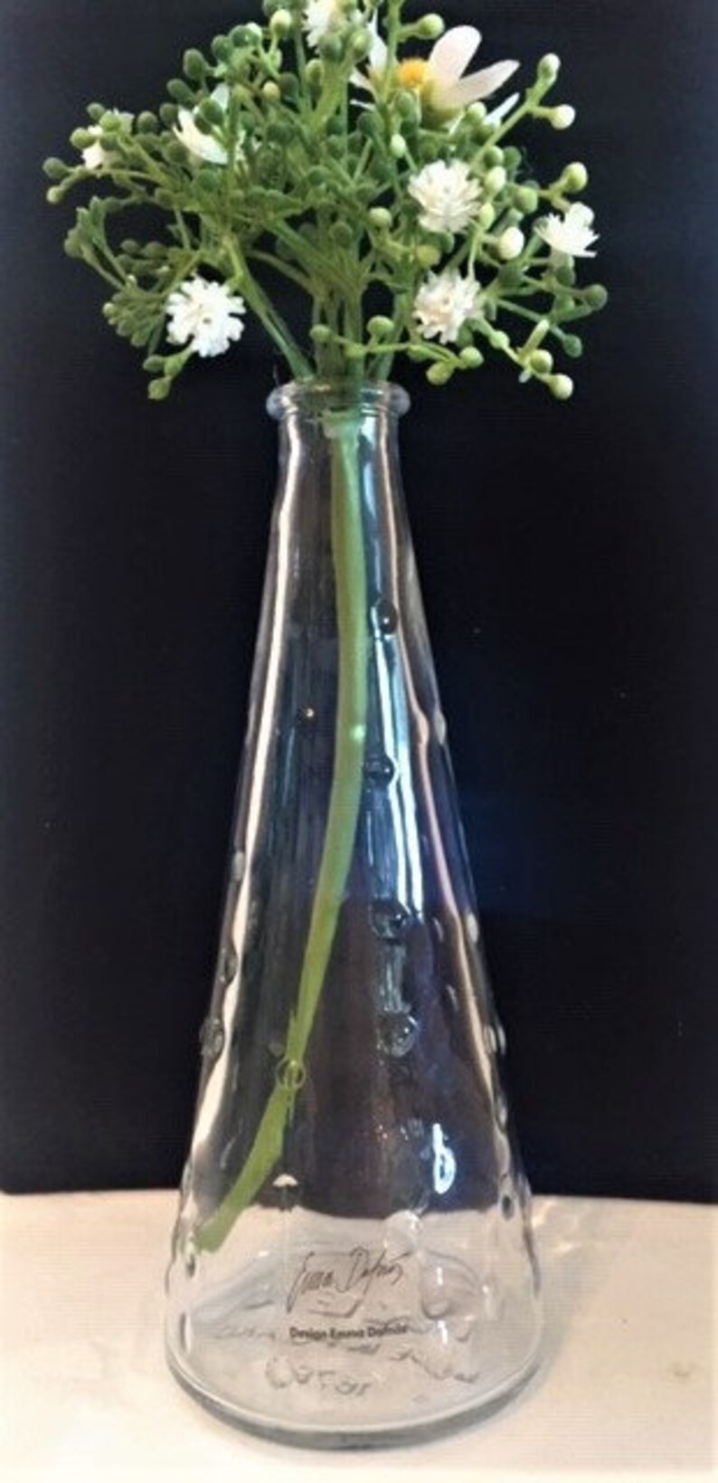 Hobnail Tower Glass Vase Cone Shaped Bud Vase by Emma Dafnas Etsy