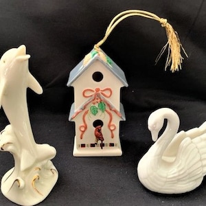 Vintage Lenox Bone China Collection -Weihnachtsverzierung - Lenox Delfin & Schwanenfigur - Sammlerstück