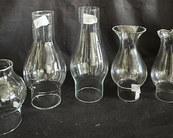 Vintage Replacement Variety and Rare Size and Style Glass Hurricane Shade Chimney Shade Candle- Small Oil Lamp Globe-Clear Glass-Home Decor