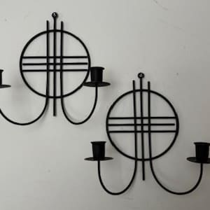 Vintage Wall Candle Sconce Set of 2 Black Geometric Metal Candle Holder -Wall Mounted-Home Décor