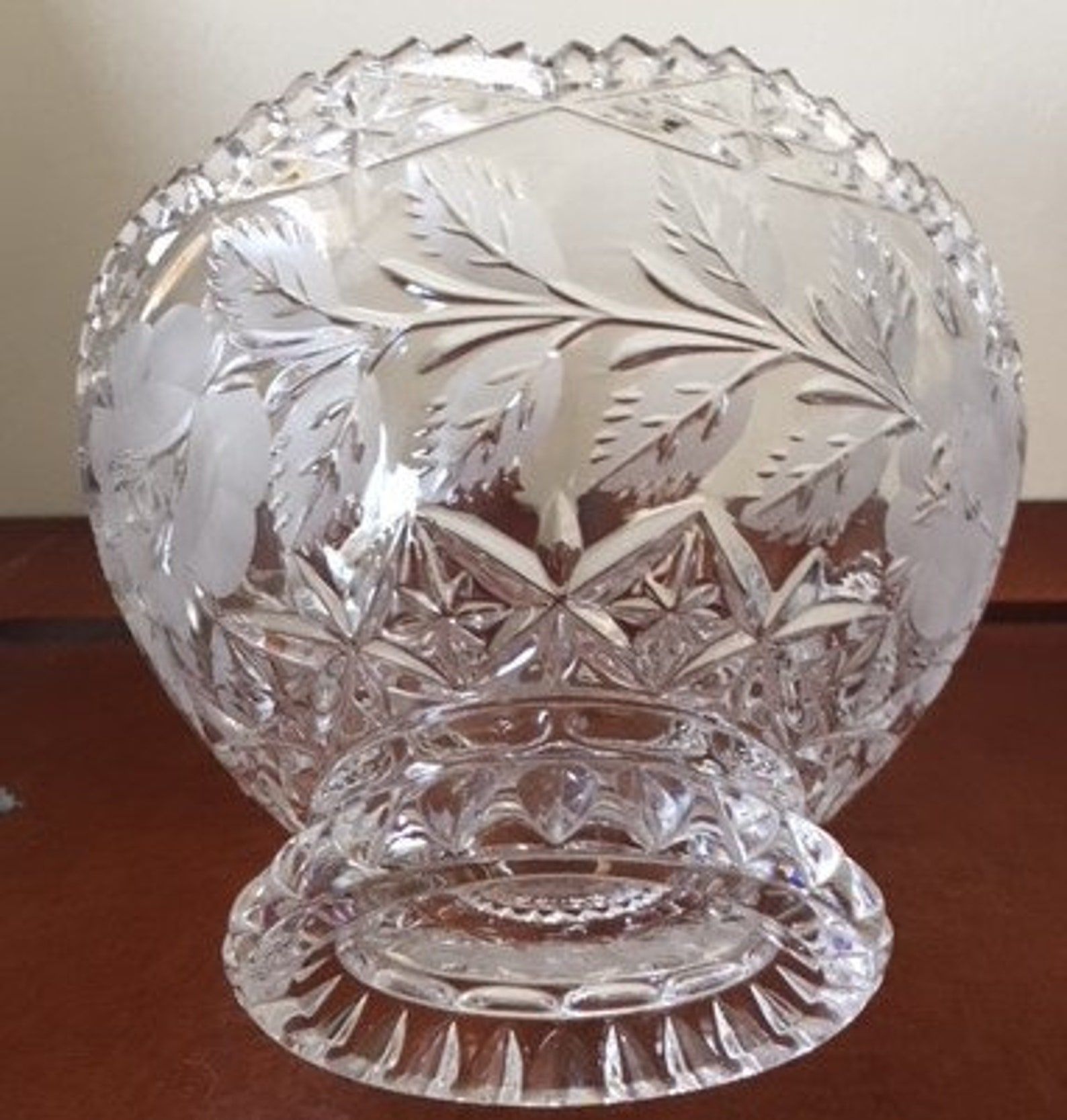 Vintage 24 Lead Crystal Zajecar Bowl Vase With Scalloped Edge Etsy