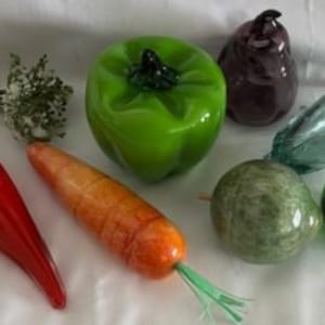 Vintage Murano Glass Fruit/Vegetable Decorative Colorful Collection Italian Alabaster Stone Carved Fruit/ Glass Vegetable Variety-Home Decor
