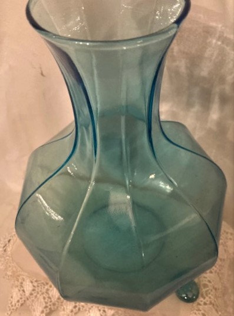 Vintage Tiara Indiana Glass Aqua Blue Colonial Water Bottle Etsy
