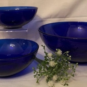 Vintage Deep Cobalt Blue Glass Large Bowl - Small Salad or Cereal Cobalt Blue Bowls  Replacements