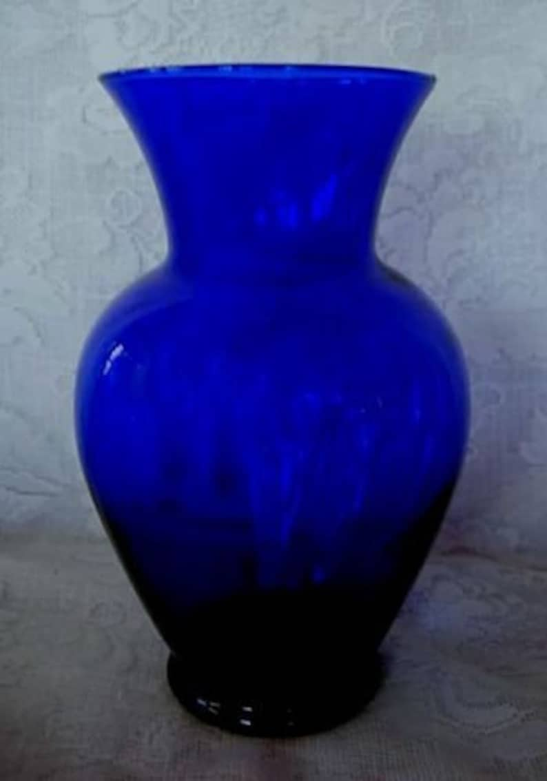 Vintage Cobalt Blue Large Glass Vase Vintage Collectible zdjęcie 2.