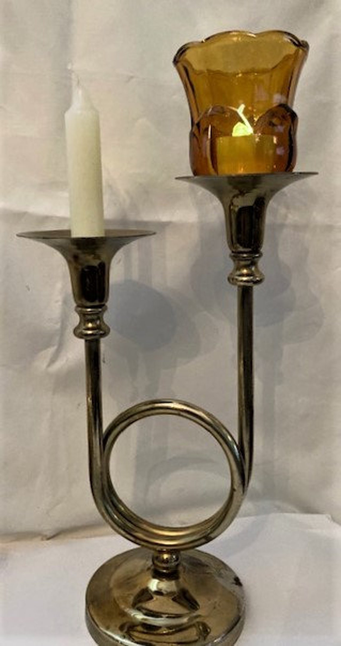 Vintage Solid Brass Candlestick and Votive Holders/Finger Ring Etsy