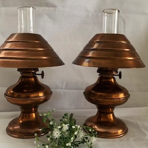 Small Brass Oil Lamp with Chimney