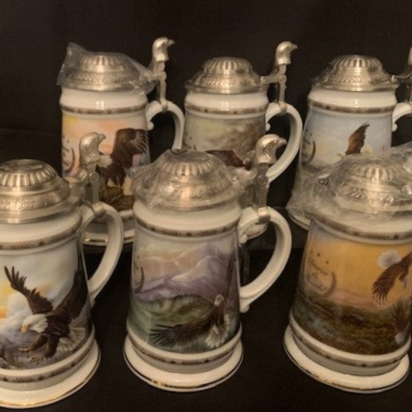 Vintage American the Beautiful Seies of Collectible Tankard -Stein Collection- American Eagles-Rare-Germany